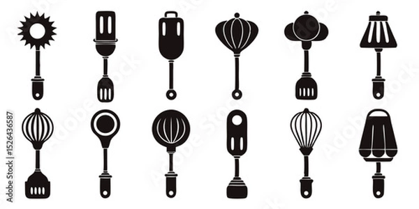 Fototapeta Highresolution flatlay design featuring a collection of vintage handheld beaters
