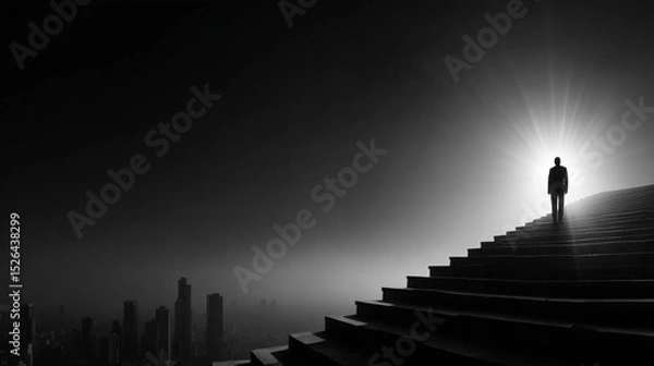 Fototapeta A motivational business-themed image symbolizing the journey to digital and industry leadership. Generative AI