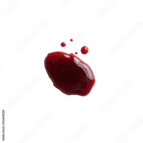 Fototapeta A vibrant splash of red sauce on a white isolated background, perfect for culinary and cooking themes.