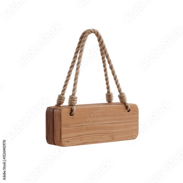 Fototapeta A wooden sign with a rope handle, suitable for various signage applications