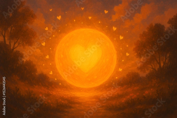 Fototapeta Shining sphere with the heart