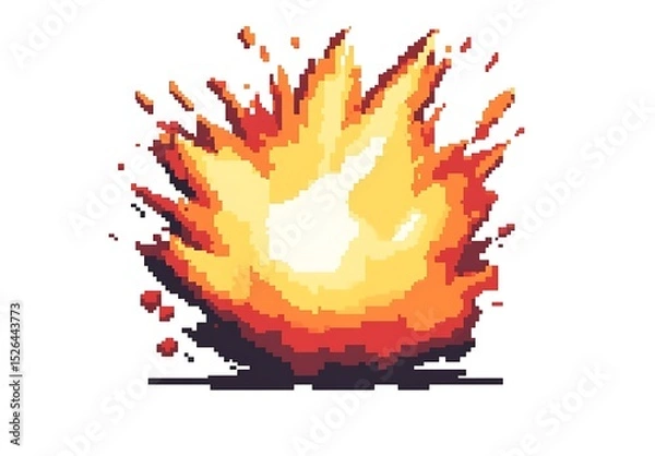 Obraz 8-bit pixel art logo of an explosion, white background