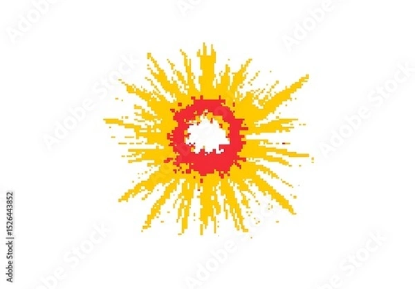 Obraz 8-bit pixel art logo of an explosion, white background