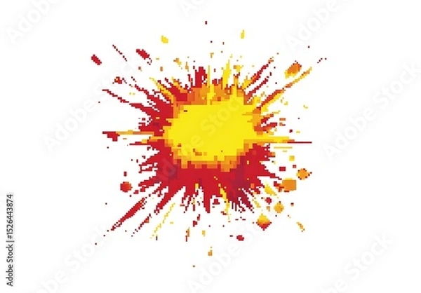 Obraz 8-bit pixel art logo of an explosion, white background