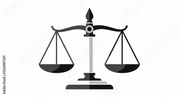 Fototapeta A grayscale illustration of scales of justice on a transparent background, concept for legal, law, balance, justice, and equality