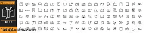 Fototapeta Book outline icon set. Editable stroke. Vector illustration