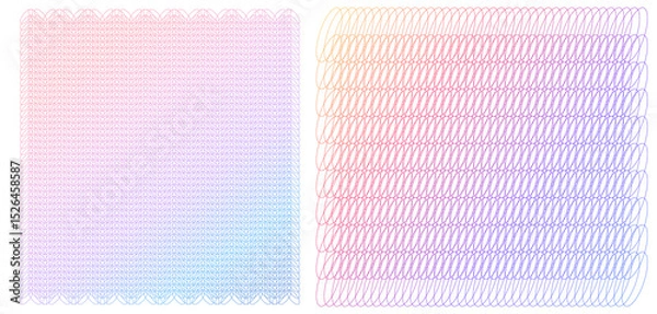 Obraz Soft rainbow color. Linear background. Design elements. Poligonal lines. Guilloche. The protective layer for banknotes, diplomas and certificates, voucher template