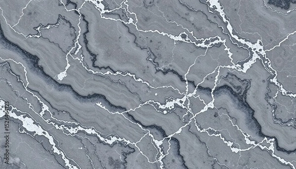 Fototapeta Marble-like grey pattern with white vein-like lines running across