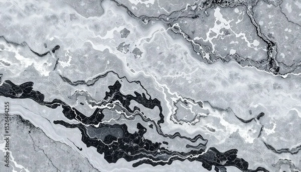 Fototapeta Monochrome abstract pattern with flowing, organic shapes and fluid textures, evoking a marbled effect