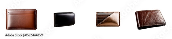 Obraz Leather wallets in various designs and colors, cut out transparent
