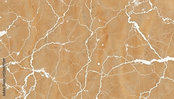 Fototapeta Tan marble texture. Intricate white veining creates a fractured, organic pattern across the smooth, polished surface