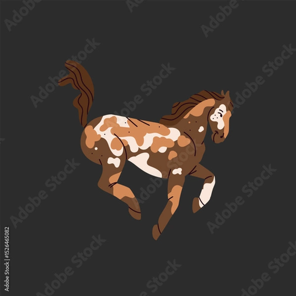 Fototapeta Hand drawn abstract vector clipart illustration collection with color adorable cute, stylized horse character.Trendy modern art kids design concept.Vector cartoon farm animals symbol. Cartoon animal.
