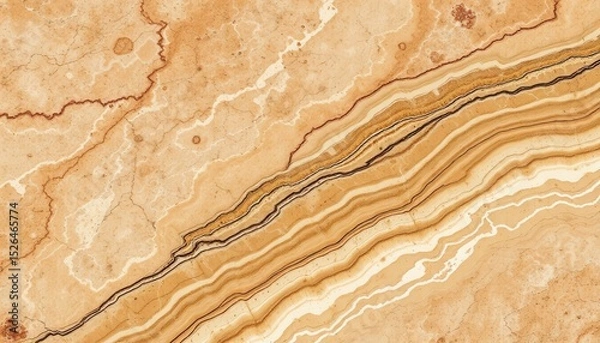 Fototapeta Warm, layered texture, like tan marble with dark streaks running through it