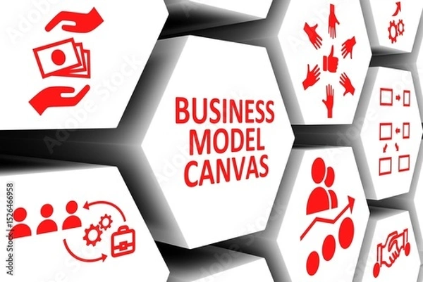Fototapeta BUSINESS MODEL CANVAS concept cell background 3d illustration
