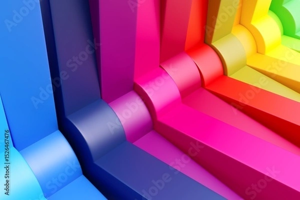 Fototapeta Colorful abstract background with lines and wheels 3D illustration
