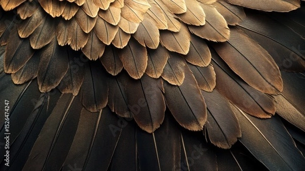 Obraz Close-up of Luxurious Dark Bird Feathers with Texture