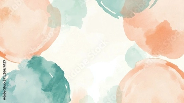 Obraz Abstract watercolor shapes in peach and teal colors