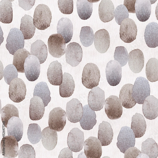 Fototapeta Soft watercolor dots in muted greys and taupes. Hand-painted pattern.