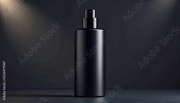 Fototapeta 高級感あるマット黒ボトルとダーク背景のモックアップ