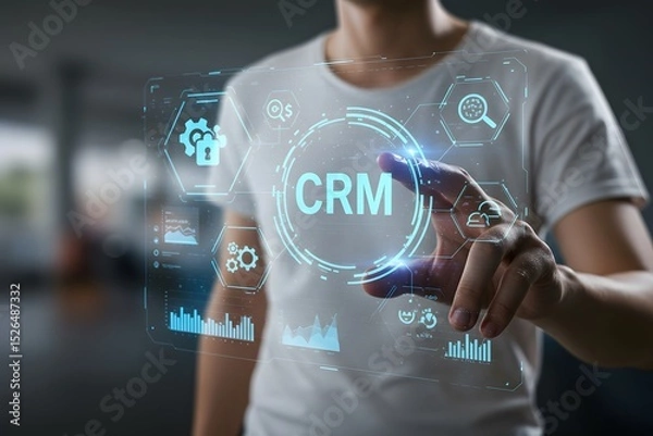 Fototapeta CRM Customer relationship management automation system software.Generated AI