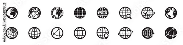 Obraz Globe Icons  Line Series  Editable Stroke, Globe and Earth Icons and Symbols, VECTOR ILLUSTRATION