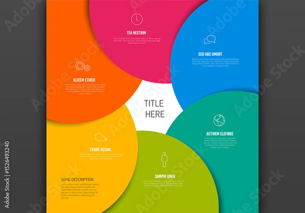 Fototapeta Multicolor Circular Infographic Template with 6 Options