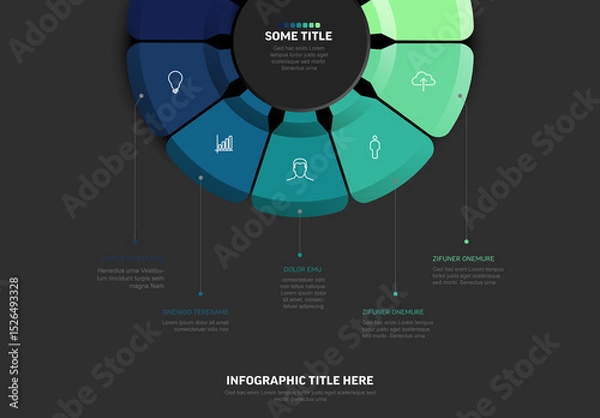 Fototapeta Modern Dark Circular Infographic Template with Icons