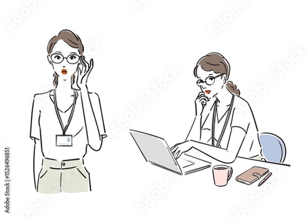 Obraz メガネ姿のかっこいいビジネスウーマン