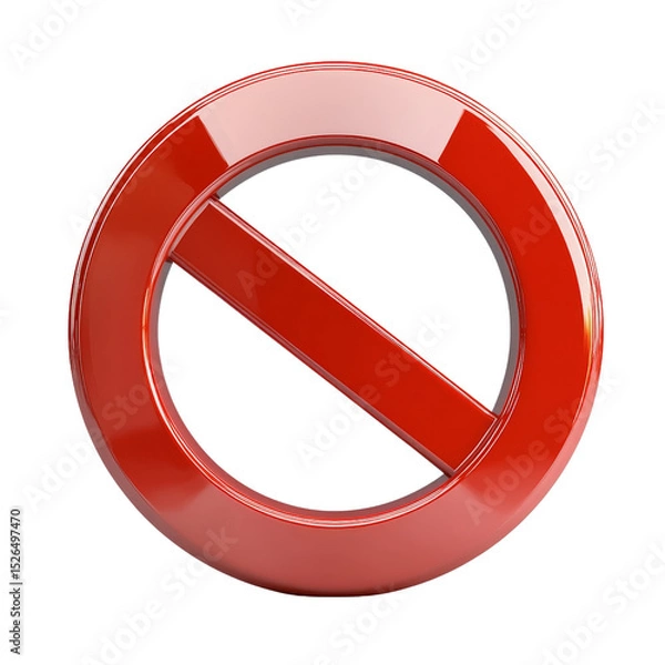 Obraz Vibrant Red Prohibition Sign on White Background: Icon of Restriction