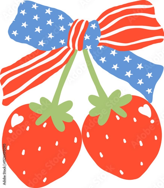 Obraz Coquette 4th of July strawberries with bow