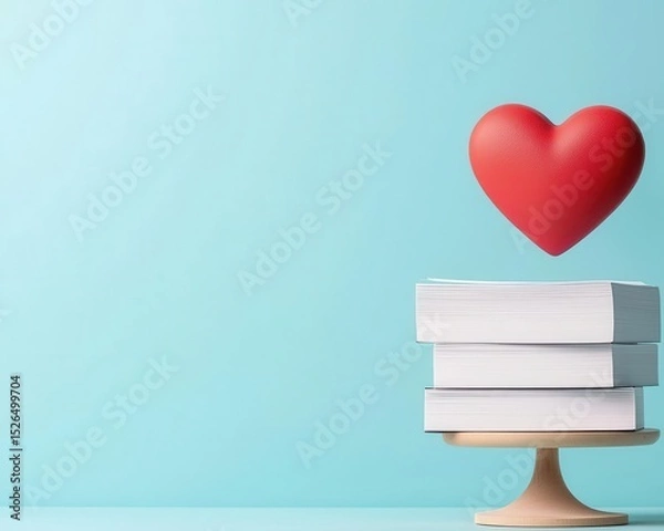 Fototapeta Floating heart icon and document icon balanced on scale