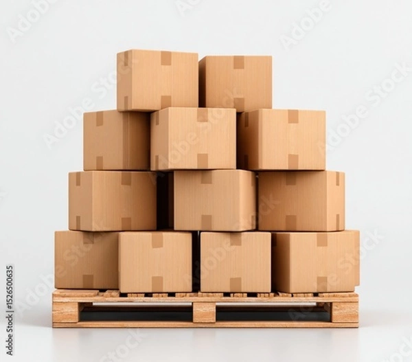 Fototapeta cardboard boxes pallet mockup