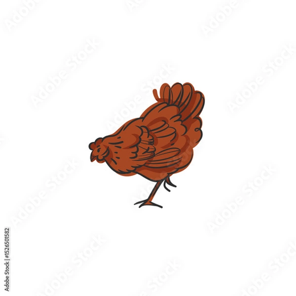 Fototapeta Hand drawn abstract vector graphic illustration collection with cute, stylized domestic animals rooster and hen character.Trendy modern farm design concept.Vector line farm animal symbol. animal icons