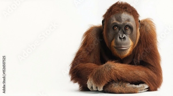 Fototapeta Thoughtful Orangutan Resting with Arms Crossed