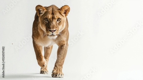 Fototapeta Lioness Walking Confidently Towards the Camera
