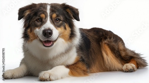 Fototapeta Happy Dog with Smiling Face on White Background