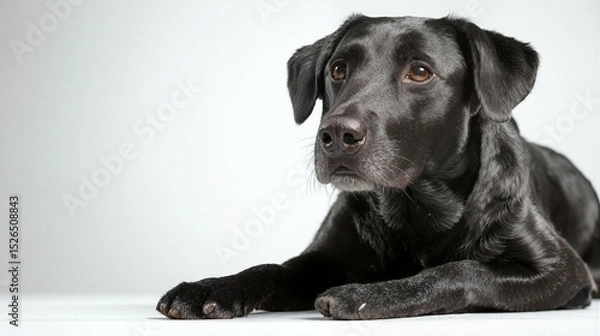 Fototapeta Close-Up of a Black Labrador Retriever with Expressive Eyes