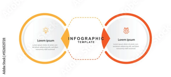 Fototapeta Business infographic template. 2 step circle infographic concept with icons can be used for workflow, business information, presentation data
