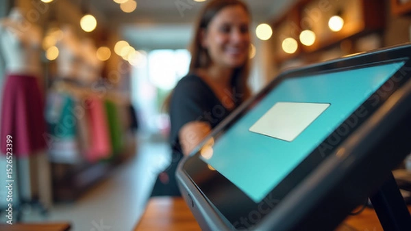 Fototapeta NFC Payment Terminal in Store