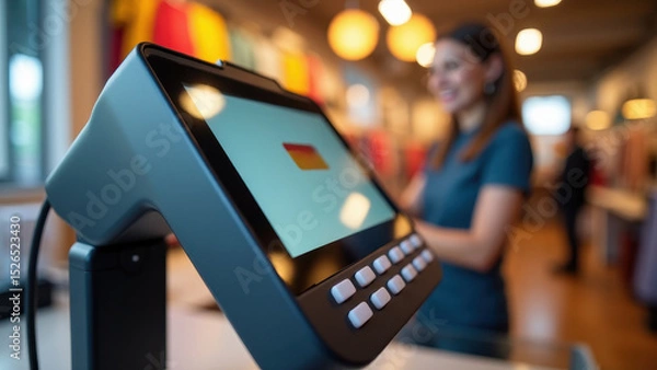 Fototapeta NFC Payment Terminal in Store