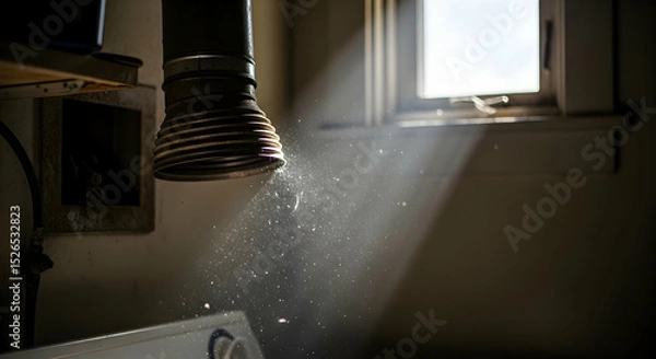 Obraz Sunlight Filtering Through Dust Particles Revealing Laundry Room Interior