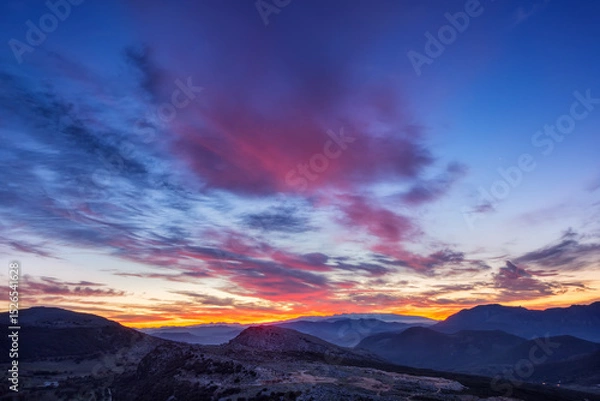 Obraz Puesta sol Sierras subbéticas, Priego de Córdoba