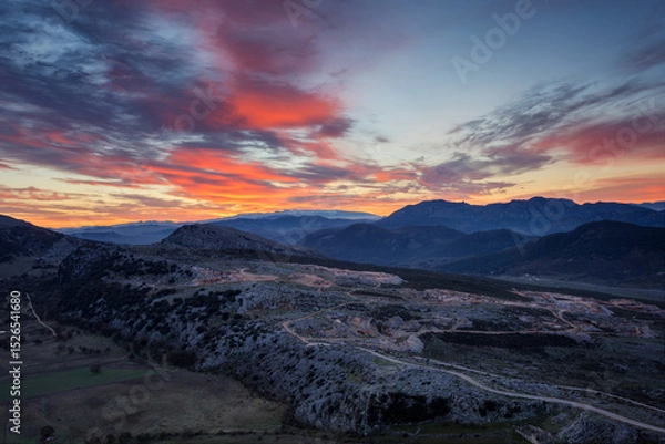 Obraz Puesta sol Sierras subbéticas, Priego de Córdoba