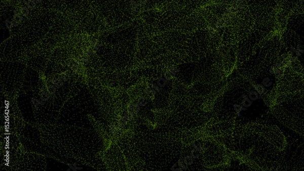 Fototapeta Abstract noisy and grainy dust particles background, Lime green moving particles dark background