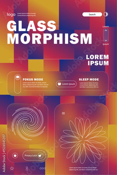 Fototapeta Glass Morphism Mobile UI Interface Design