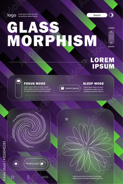 Fototapeta Glass Morphism Mobile UI Interface Design