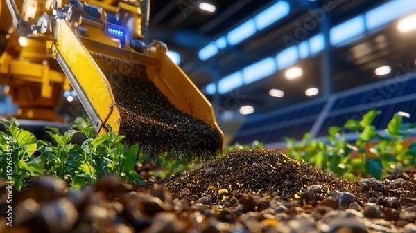 Obraz Advanced robotics in sustainable agriculture, precision farming robot enhancing crop growth with cutting-edge technology. Robotics and automation