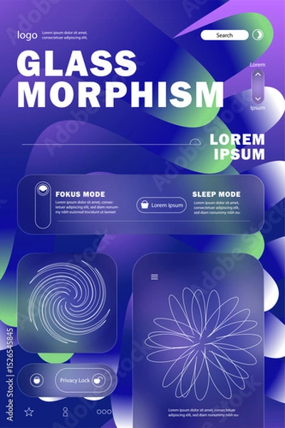 Fototapeta Glass Morphism Mobile UI Interface Design
