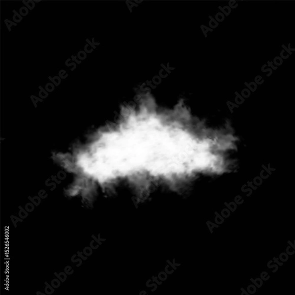Fototapeta White realistic isolated steam or cloud on transparent background. Cloud, nature sky or food smoke symbol. Weather element or pattern art. Cloud texture, fire smoke wave, foggy nature. Cloud png