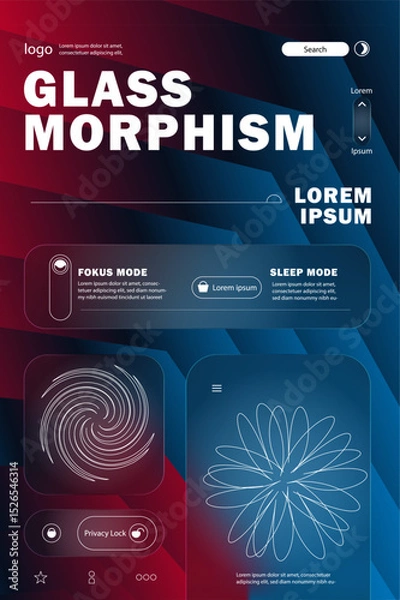 Fototapeta Glass Morphism Mobile UI Interface Design